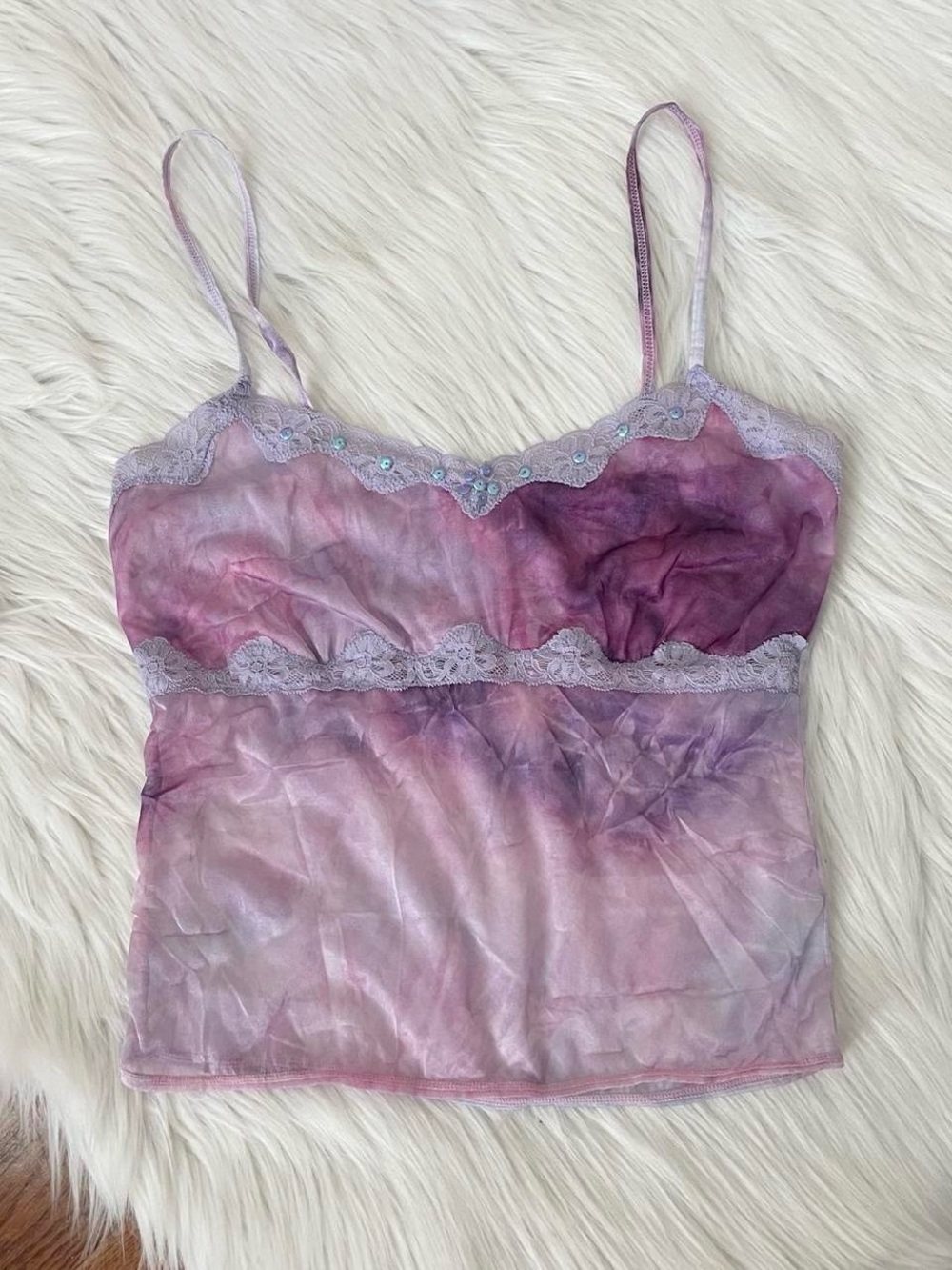 Vintage purple sequin mesh cami by TR Bentley